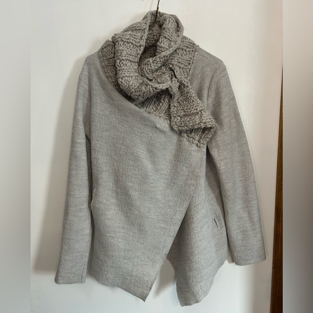 Tribal Light Gray Wool Asymmetric Turtleneck Sweater